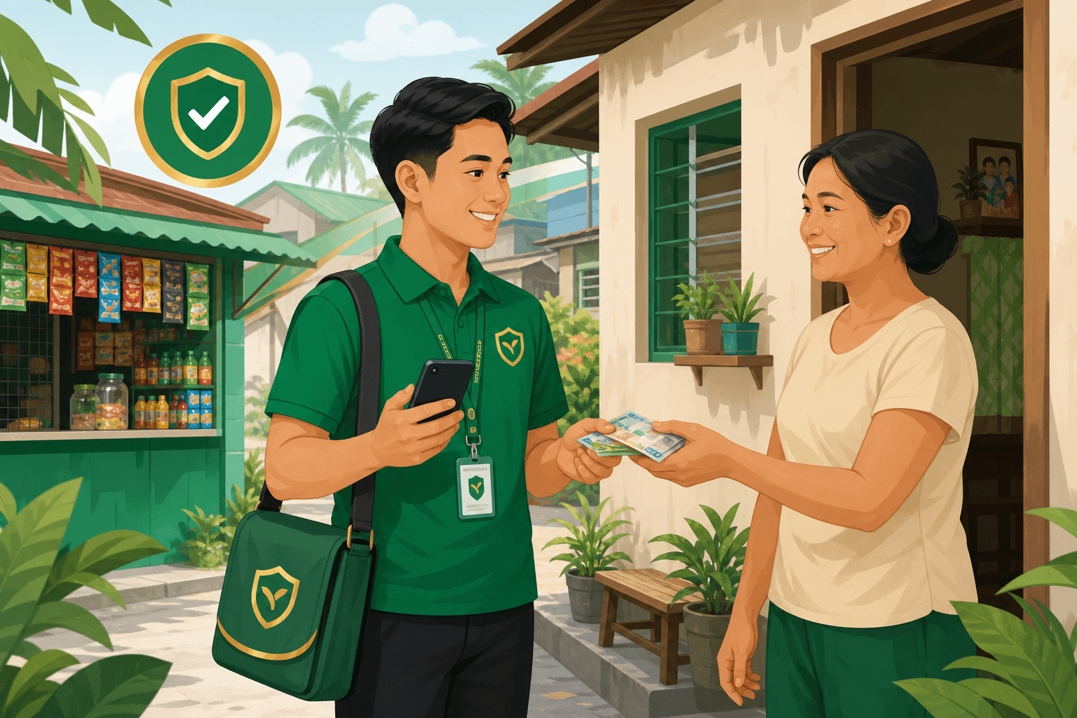 Lender visiting a borrower to collect payment and log it on Swertehon