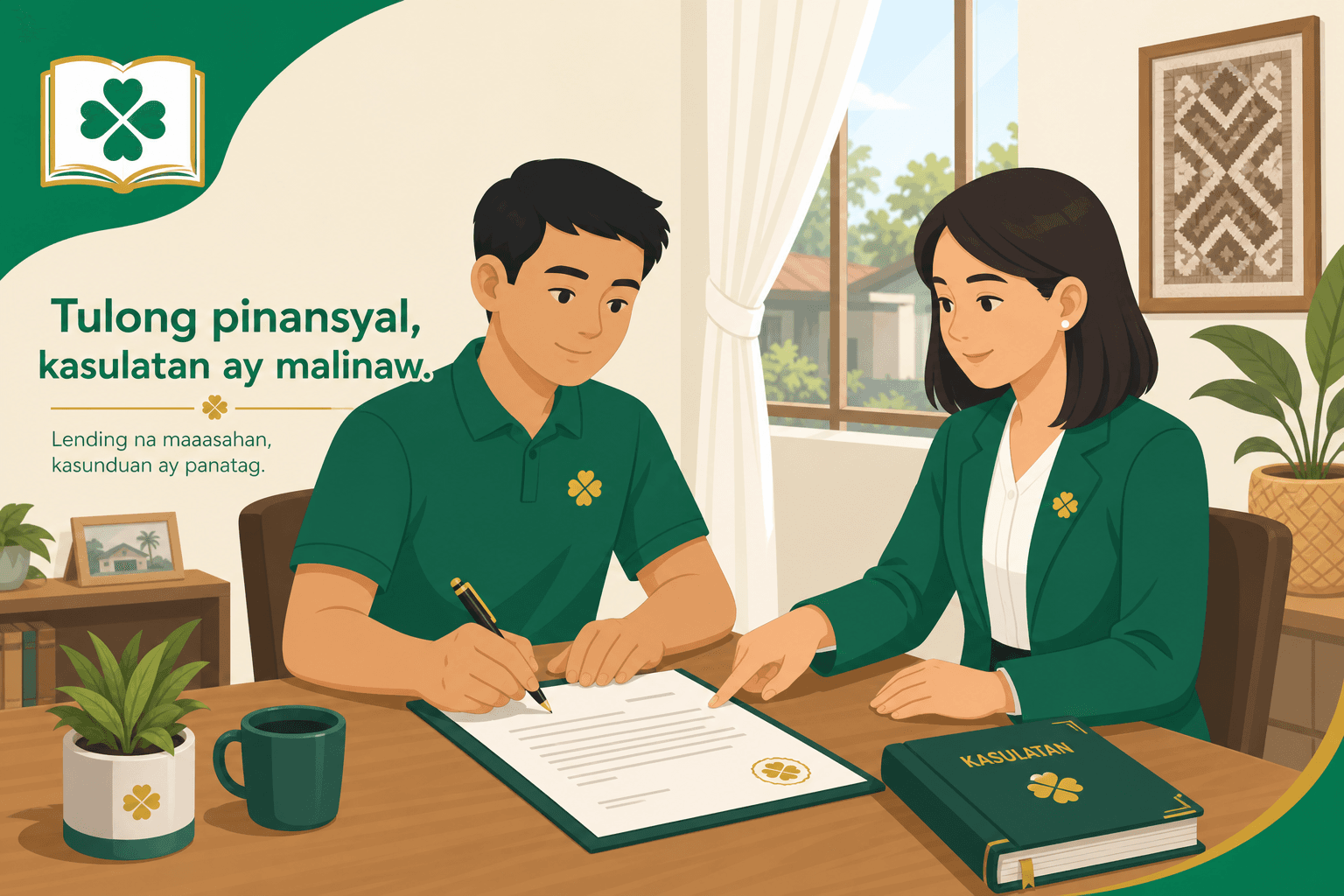 Lender and borrower signing a loan agreement